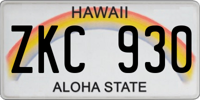 HI license plate ZKC930