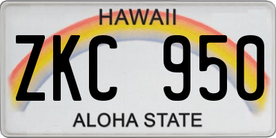 HI license plate ZKC950