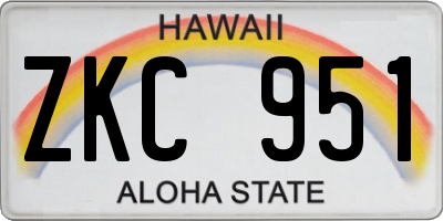 HI license plate ZKC951