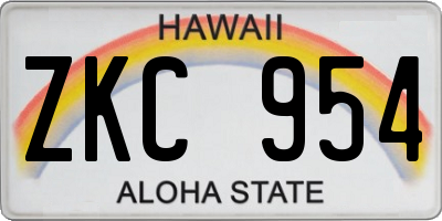 HI license plate ZKC954