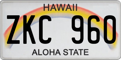HI license plate ZKC960