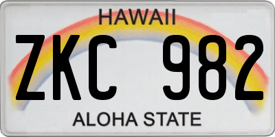 HI license plate ZKC982