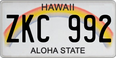 HI license plate ZKC992