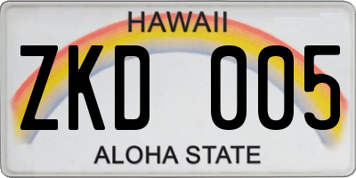 HI license plate ZKD005