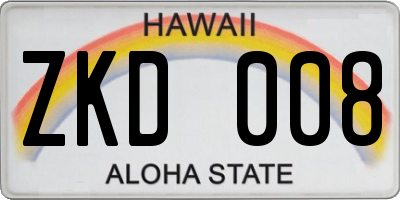 HI license plate ZKD008