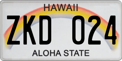 HI license plate ZKD024