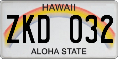 HI license plate ZKD032