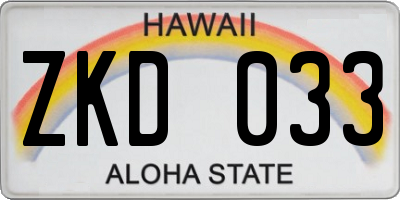 HI license plate ZKD033