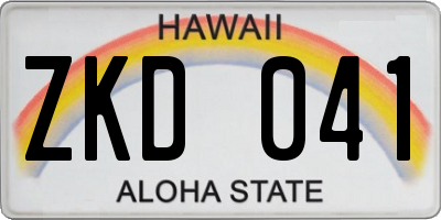 HI license plate ZKD041