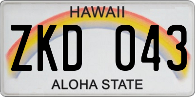HI license plate ZKD043