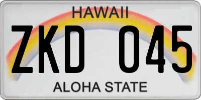 HI license plate ZKD045