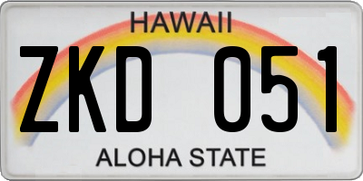 HI license plate ZKD051