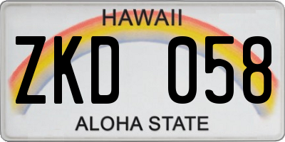 HI license plate ZKD058