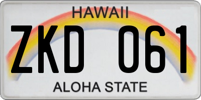 HI license plate ZKD061
