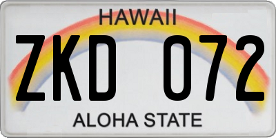 HI license plate ZKD072