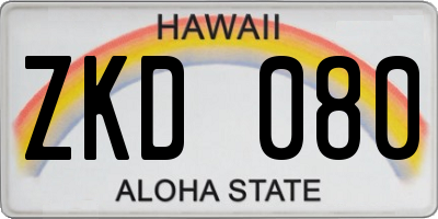 HI license plate ZKD080