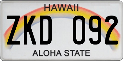 HI license plate ZKD092