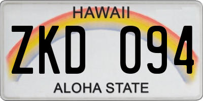 HI license plate ZKD094