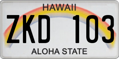 HI license plate ZKD103
