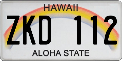HI license plate ZKD112