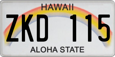 HI license plate ZKD115