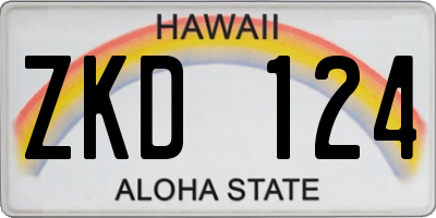 HI license plate ZKD124