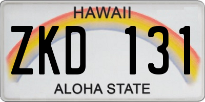 HI license plate ZKD131