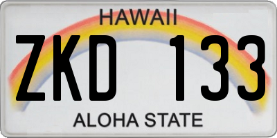 HI license plate ZKD133