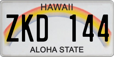 HI license plate ZKD144