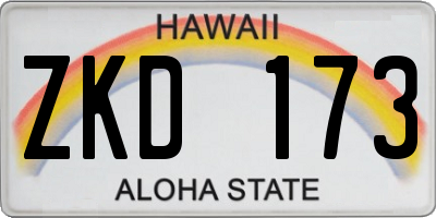 HI license plate ZKD173