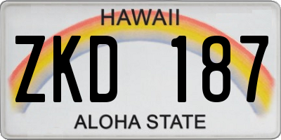 HI license plate ZKD187