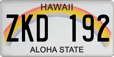 HI license plate ZKD192