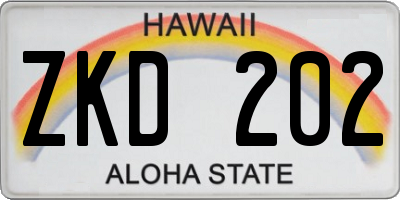 HI license plate ZKD202