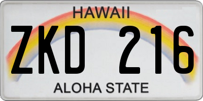 HI license plate ZKD216