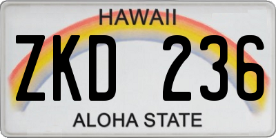 HI license plate ZKD236