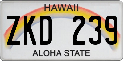 HI license plate ZKD239