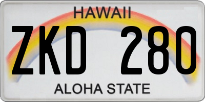 HI license plate ZKD280