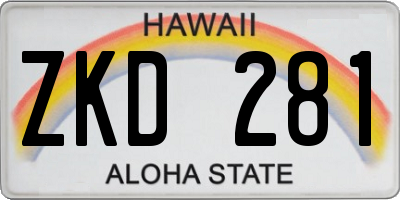 HI license plate ZKD281