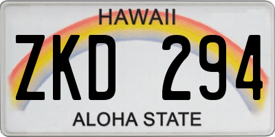 HI license plate ZKD294