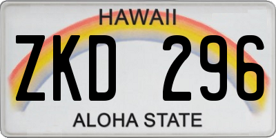 HI license plate ZKD296