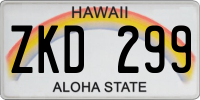 HI license plate ZKD299