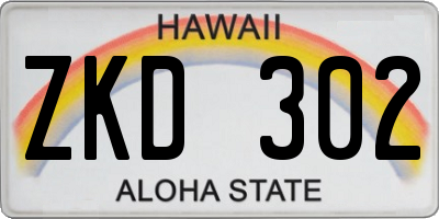 HI license plate ZKD302