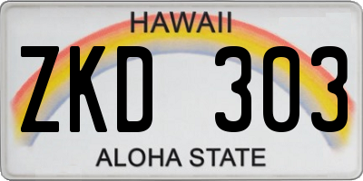 HI license plate ZKD303