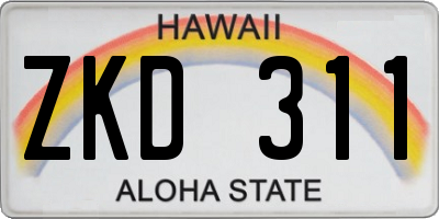 HI license plate ZKD311