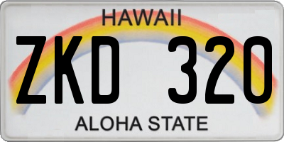 HI license plate ZKD320