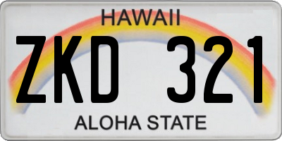 HI license plate ZKD321