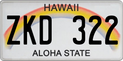 HI license plate ZKD322