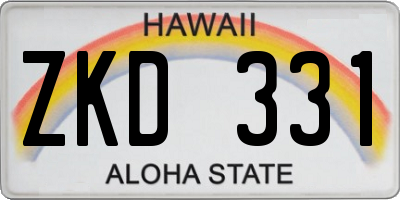 HI license plate ZKD331