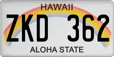 HI license plate ZKD362