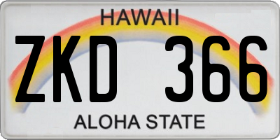 HI license plate ZKD366